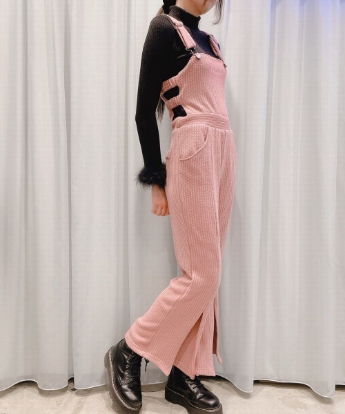 lilLilly（リルリリー）の「リブニットサロペット（つなぎ/オールインワン・レディース・ブラック/ピンク/ホワイト・FREE）」の9枚目の写真