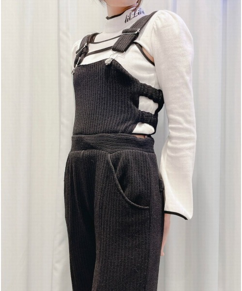 lilLilly（リルリリー）の「リブニットサロペット（つなぎ/オールインワン・レディース・ブラック/ピンク/ホワイト・FREE）」の20枚目の写真