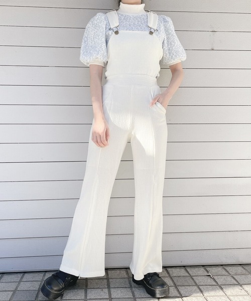 lilLilly（リルリリー）の「リブニットサロペット（つなぎ/オールインワン・レディース・ブラック/ピンク/ホワイト・FREE）」の21枚目の写真