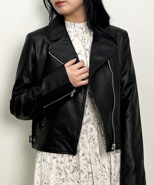 INGNI（イング）の「ライダースジャケット（ライダースジャケット・レディース・ブラック/ラベンダー/アイボリー・M）」の5枚目の写真