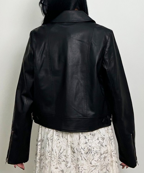 INGNI（イング）の「ライダースジャケット（ライダースジャケット・レディース・ブラック/ラベンダー/アイボリー・M）」の6枚目の写真