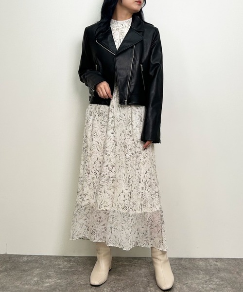 INGNI（イング）の「ライダースジャケット（ライダースジャケット・レディース・ブラック/ラベンダー/アイボリー・M）」の7枚目の写真