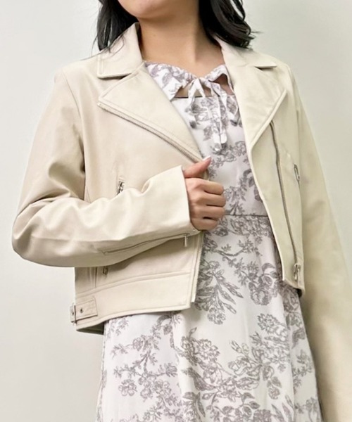 INGNI（イング）の「ライダースジャケット（ライダースジャケット・レディース・ブラック/ラベンダー/アイボリー・M）」の10枚目の写真