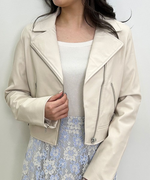 INGNI（イング）の「ライダースジャケット（ライダースジャケット・レディース・ブラック/ラベンダー/アイボリー・M）」の20枚目の写真