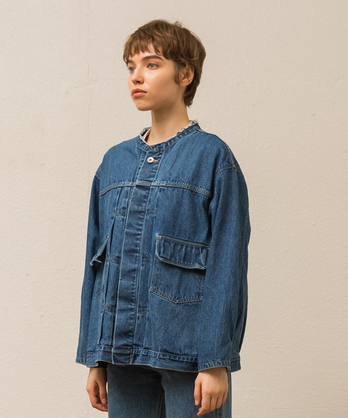 ALLUMER（アリュメール）の「13.5OZ 2ｎｄタイプデニムジャケット（デニムジャケット・レディース・サックスブルー/キナリ・1）」の21枚目の写真