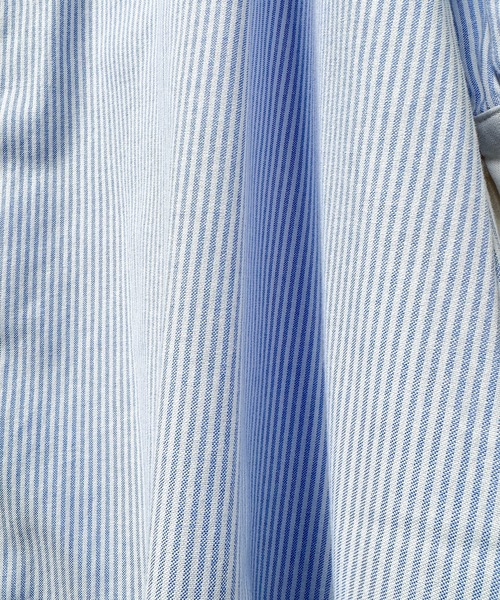 folka（フォルカ）の「1- ストライプ スタンドカラー ロングシャツ ワンピース【folka(フォルカ)】（シャツワンピース・レディース・ブラック/ベージュ/サックスブルー・FREE）」の9枚目の写真