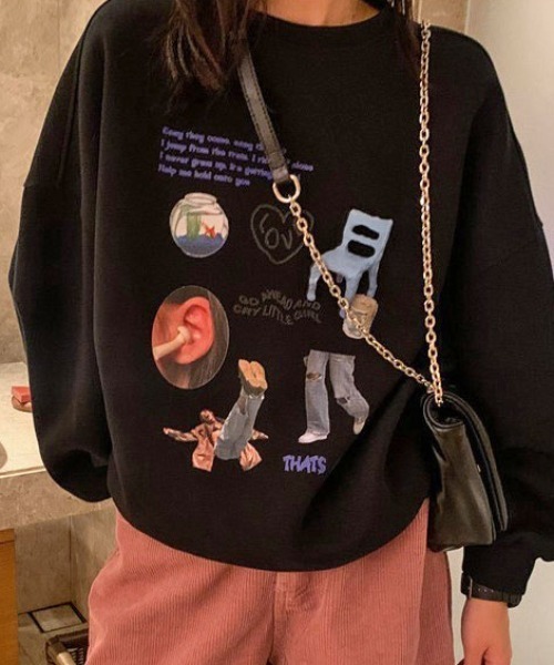 Vipoa(ヴィポア)の「COLLAGE ART OVERSIZE SWEAT(スウェット・レディース・ライトグレー/ブラック・FREE)」の3枚目の写真