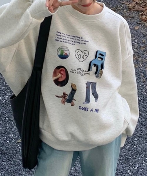 Vipoa(ヴィポア)の「COLLAGE ART OVERSIZE SWEAT(スウェット・レディース・ライトグレー/ブラック・FREE)」の18枚目の写真