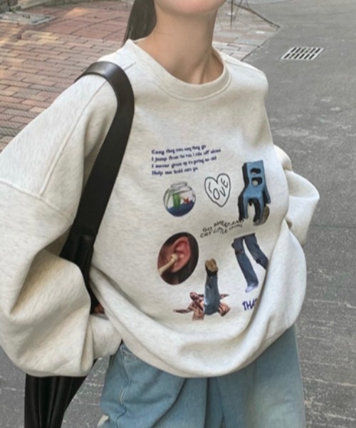 Vipoa(ヴィポア)の「COLLAGE ART OVERSIZE SWEAT(スウェット・レディース・ライトグレー/ブラック・FREE)」の17枚目の写真