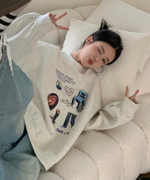 Vipoa(ヴィポア)の「COLLAGE ART OVERSIZE SWEAT(スウェット・レディース・ライトグレー/ブラック・FREE)」の15枚目の写真