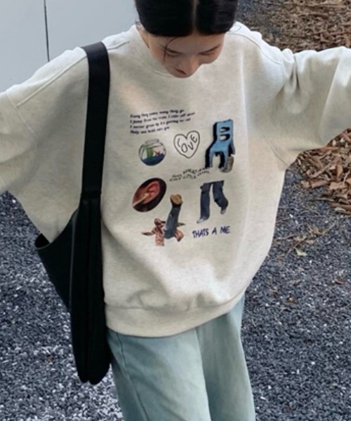 Vipoa(ヴィポア)の「COLLAGE ART OVERSIZE SWEAT(スウェット・レディース・ライトグレー/ブラック・FREE)」の12枚目の写真