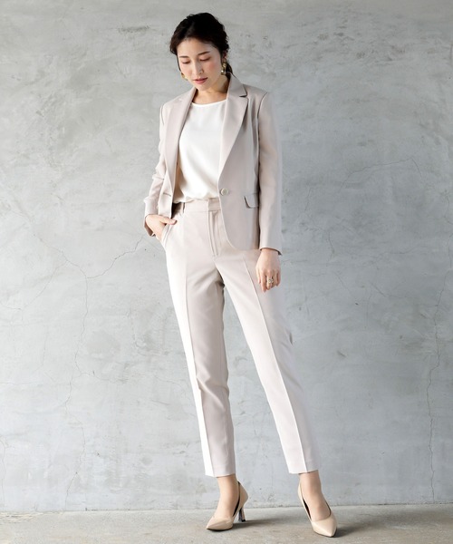 WHITE JOOLA（ホワイトジョーラ）の「【洗濯機OK＆ストレッチ＆3シーズンOK】ナチュラルクロス・ペンシルパンツ(裏付き）（スラックス・レディース・オフホワイト/ネイビー/ベージュ・SS/L/S/M/LL）」の19枚目の写真