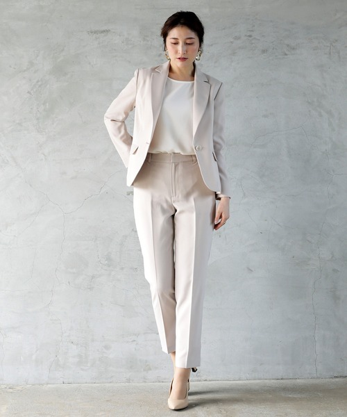 WHITE JOOLA（ホワイトジョーラ）の「【洗濯機OK＆ストレッチ＆3シーズンOK】ナチュラルクロス・ペンシルパンツ(裏付き）（スラックス・レディース・オフホワイト/ネイビー/ベージュ・SS/L/S/M/LL）」の21枚目の写真