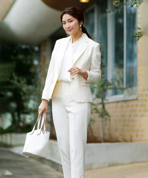 WHITE JOOLA（ホワイトジョーラ）の「【洗濯機OK＆ストレッチ＆3シーズンOK】ナチュラルクロス・ペンシルパンツ(裏付き）（スラックス・レディース・オフホワイト/ネイビー/ベージュ・SS/L/S/M/LL）」の11枚目の写真