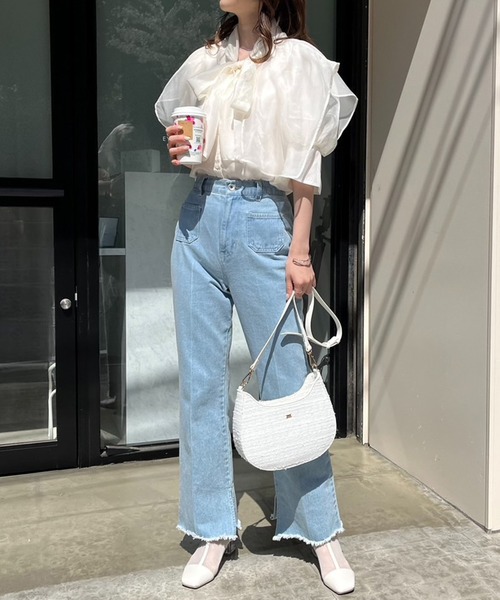 one after another NICE CLAUP（ワンアフターアナザーナイスクラップ）の「【WEB限定色あり/襟取り外し可能】マルチウェイリボンブラウス（シャツ/ブラウス・レディース・アイボリー/ピンク系その他/ピンク/ホワイト系その他/ホワイト系その他2・FREE）」の6枚目の写真