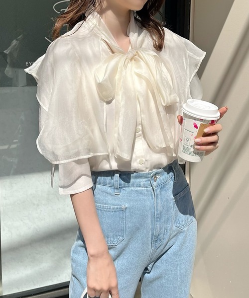 one after another NICE CLAUP（ワンアフターアナザーナイスクラップ）の「【WEB限定色あり/襟取り外し可能】マルチウェイリボンブラウス（シャツ/ブラウス・レディース・アイボリー/ピンク系その他/ピンク/ホワイト系その他/ホワイト系その他2・FREE）」の22枚目の写真