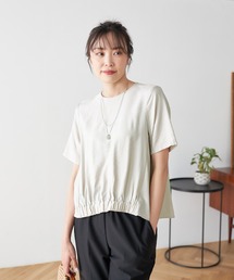 リネンブレンドフロントギャザーブラウス