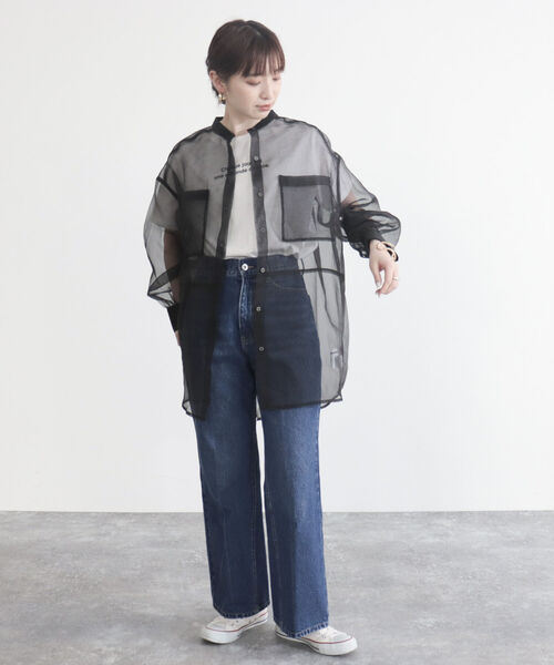 fredy emue（フレディエミュ）の「【fredy emue/フレディエミュ】シアーバンドカラーシャツ（シャツ/ブラウス・レディース・オフホワイト/ライトグレー/ブラック・38）」の17枚目の写真