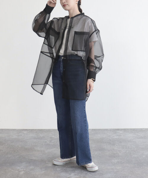 fredy emue（フレディエミュ）の「【fredy emue/フレディエミュ】シアーバンドカラーシャツ（シャツ/ブラウス・レディース・オフホワイト/ライトグレー/ブラック・38）」の20枚目の写真