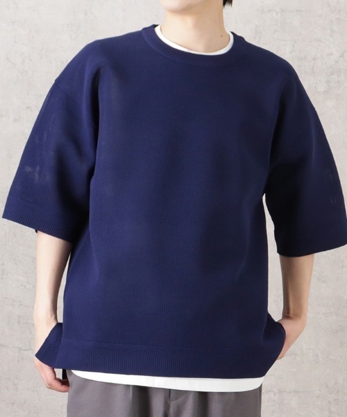 URBAN COLLECTION(アーバンコレクション)の「半袖ニット+半袖Tシャツ セット アンサンブル(Tシャツ/カットソー・メンズ・ネイビー/グリーン/ブラック/アイボリー・L/M/XL)」の4枚目の写真