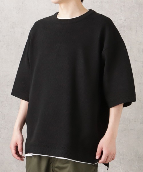 URBAN COLLECTION(アーバンコレクション)の「半袖ニット+半袖Tシャツ セット アンサンブル(Tシャツ/カットソー・メンズ・ネイビー/グリーン/ブラック/アイボリー・L/M/XL)」の3枚目の写真