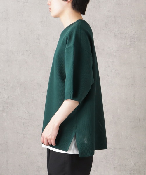 URBAN COLLECTION(アーバンコレクション)の「半袖ニット+半袖Tシャツ セット アンサンブル(Tシャツ/カットソー・メンズ・ネイビー/グリーン/ブラック/アイボリー・L/M/XL)」の5枚目の写真