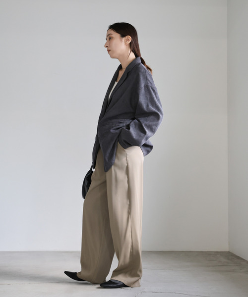 4サイズ展開】丈長め / ハイウエストセンタープレススラックス