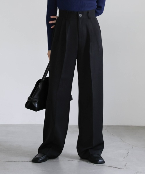4サイズ展開】丈長め / ハイウエストセンタープレススラックス