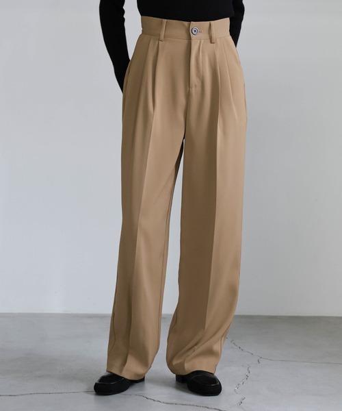 4サイズ展開】丈長め / ハイウエストセンタープレススラックス