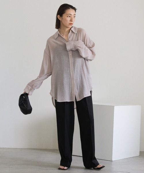 select MOCA(セレクトモカ)の「【4サイズ展開】丈長め / ハイウエストセンタープレススラックス(スラックス・レディース・ダークベージュ/ダークグレー/ブラック/アイボリー/ライトベージュ/ダークブラウン・SMALL/MEDIUM/X-SMALL/LARGE)」の19枚目の写真