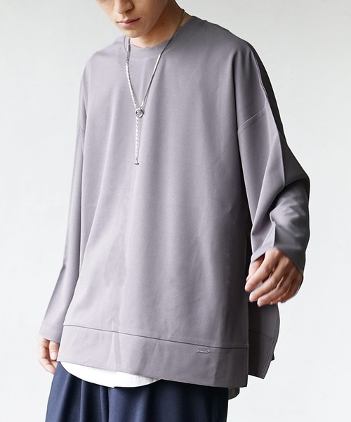 MinoriTY（マイノリティ）の「【MinoriTY】サイドオープンクルーネックアンサンブル ロンT レイヤードロンTシャツ メンズ 無地（アンサンブル・メンズ・ブラック/グレー/カーキ・M/L）」の2枚目の写真