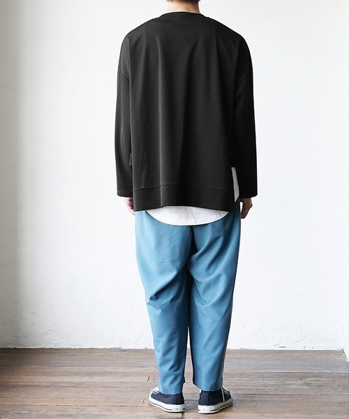 MinoriTY（マイノリティ）の「【MinoriTY】サイドオープンクルーネックアンサンブル ロンT レイヤードロンTシャツ メンズ 無地（アンサンブル・メンズ・ブラック/グレー/カーキ・M/L）」の14枚目の写真