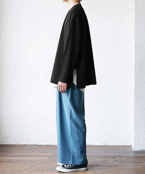 MinoriTY（マイノリティ）の「【MinoriTY】サイドオープンクルーネックアンサンブル ロンT レイヤードロンTシャツ メンズ 無地（アンサンブル・メンズ・ブラック/グレー/カーキ・M/L）」の17枚目の写真