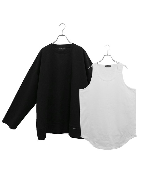 MinoriTY（マイノリティ）の「【MinoriTY】サイドオープンクルーネックアンサンブル ロンT レイヤードロンTシャツ メンズ 無地（アンサンブル・メンズ・ブラック/グレー/カーキ・M/L）」の10枚目の写真