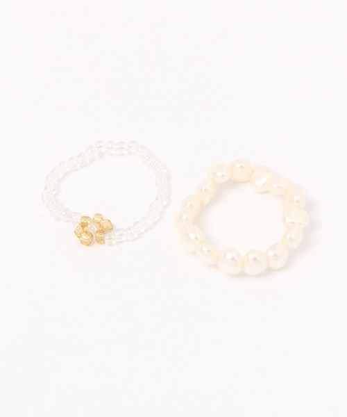 Heather（ヘザー）の「パール2PSETリング　199462（リング・レディース・ブラック/クリア・ONE SIZE）」の4枚目の写真