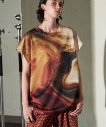 TAUPE | TAUPE/トープ/Art Motif Mesh French Sleeve TEE(Tシャツ/カットソー)