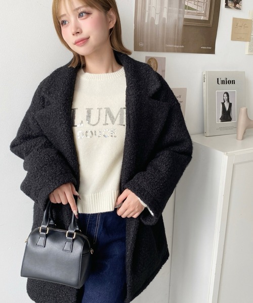 セール】フェイクリングウールルーズシルエットテーラードジャケット