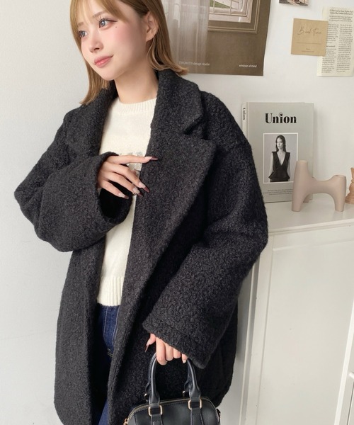 セール】フェイクリングウールルーズシルエットテーラードジャケット