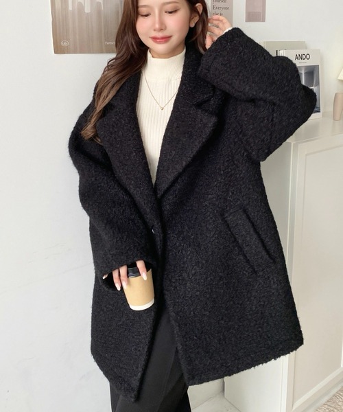 セール】フェイクリングウールルーズシルエットテーラードジャケット