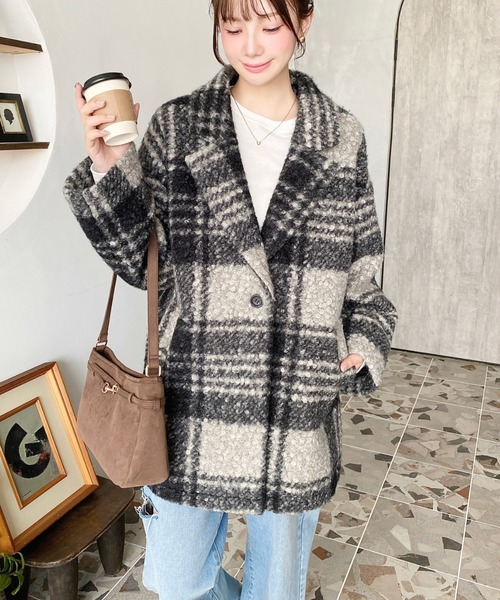 moment+（モーメントプラス）の「フェイクリングウールルーズシルエットテーラードジャケット（テーラードジャケット・レディース・チャコールグレー/グレイッシュベージュ/アイボリー/ブラック/ブラウン/ブラック系その他・M/L）」の20枚目の写真