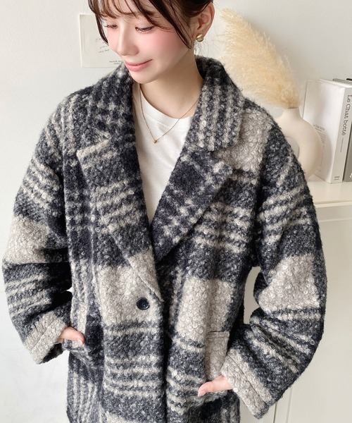 moment+（モーメントプラス）の「フェイクリングウールルーズシルエットテーラードジャケット（テーラードジャケット・レディース・チャコールグレー/グレイッシュベージュ/アイボリー/ブラック/ブラウン/ブラック系その他・M/L）」の22枚目の写真