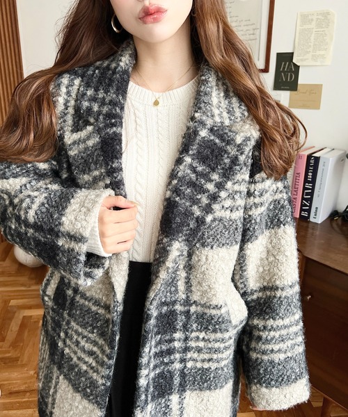 moment+（モーメントプラス）の「フェイクリングウールルーズシルエットテーラードジャケット（テーラードジャケット・レディース・チャコールグレー/グレイッシュベージュ/アイボリー/ブラック/ブラウン/ブラック系その他・M/L）」の15枚目の写真