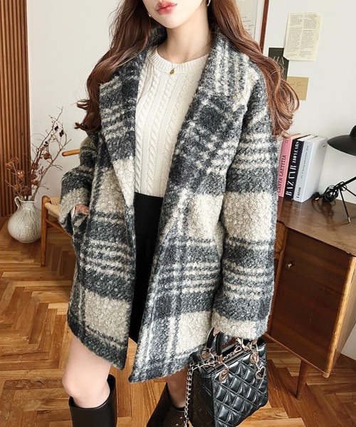 セール】フェイクリングウールルーズシルエットテーラードジャケット