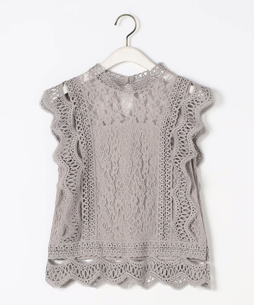 NICOLE white(ニコルホワイト)の「レースノースリーブブラウス(シャツ/ブラウス・レディース・グレー/オフホワイト/グリーン/ブラック・MEDIUM/LARGE)」の12枚目の写真