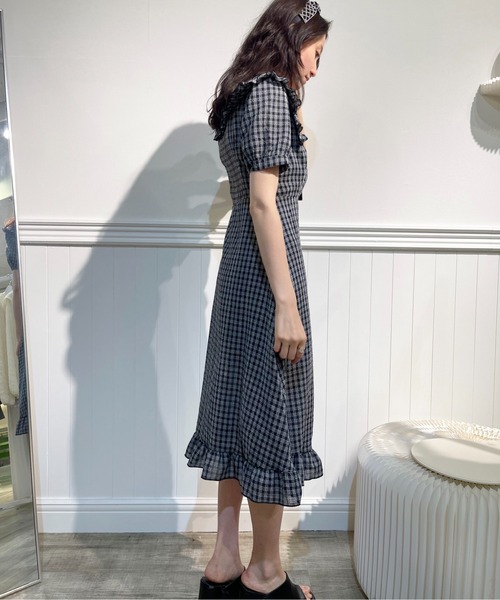 LA POMME petit(ラポミ・プチ)の「セーラーカラーギンガムチェックワンピース Sailor Collar Check One Piece(ワンピース・レディース・ブラック系その他・SMALL/MEDIUM)」の4枚目の写真