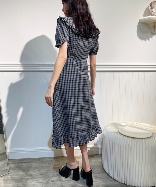 LA POMME petit(ラポミ・プチ)の「セーラーカラーギンガムチェックワンピース Sailor Collar Check One Piece(ワンピース・レディース・ブラック系その他・SMALL/MEDIUM)」の5枚目の写真