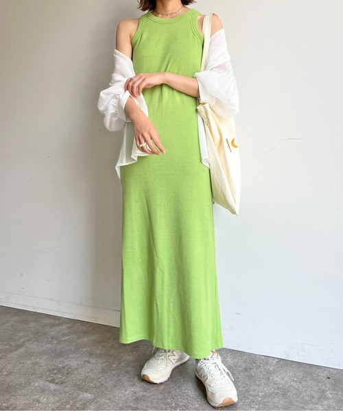 CPCM（シーピーシーエム）の「カップ付サーマルアメスリワンピース（ワンピース・レディース・グリーン系/ブラック/オフホワイト/グレー・FREE）」の4枚目の写真