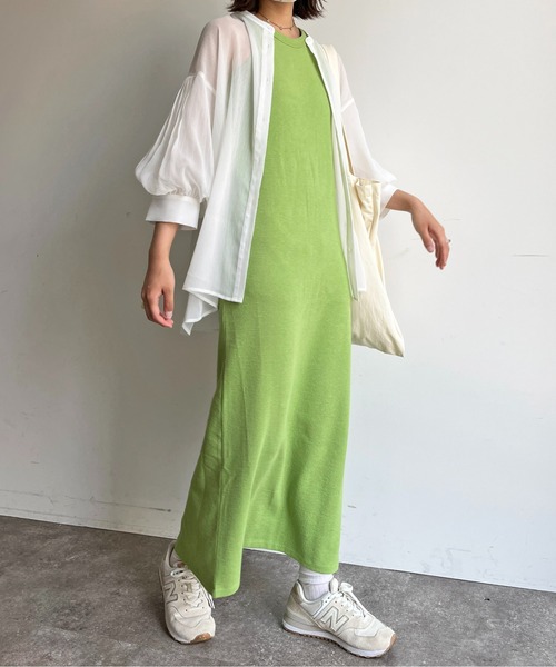 CPCM（シーピーシーエム）の「カップ付サーマルアメスリワンピース（ワンピース・レディース・グリーン系/ブラック/オフホワイト/グレー・FREE）」の7枚目の写真