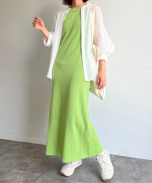 CPCM（シーピーシーエム）の「カップ付サーマルアメスリワンピース（ワンピース・レディース・グリーン系/ブラック/オフホワイト/グレー・FREE）」の10枚目の写真