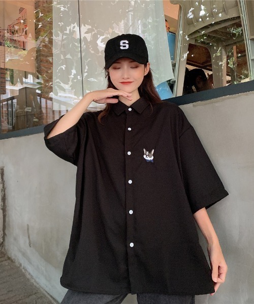 MGV(エムジーヴィー)の「ワンポイントキャットシャツ(シャツ/ブラウス・レディース・ホワイト/ブラック・MEDIUM/LARGE/X-LARGE)」の12枚目の写真
